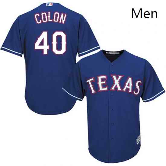 Mens Majestic Texas Rangers 40 Bartolo Colon Replica Royal Blue Alternate 2 Cool Base MLB Jersey